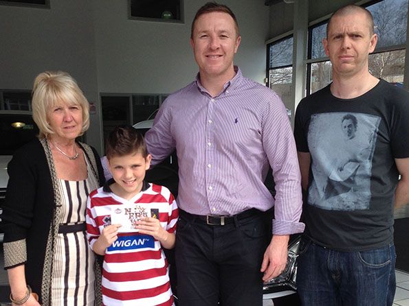 Christine Atkinson collecting her new DS3 from Wigan Warriors Chris Radlinski at Citroen Wigan