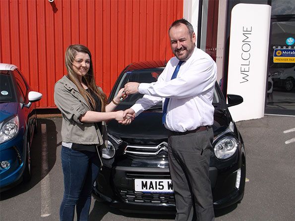 Miss Baker collecting her C1 from Lee Anslow and Citroen Bury