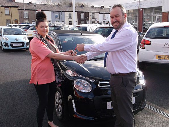 Miss Roche collecting her C1 at Citroen Bury!