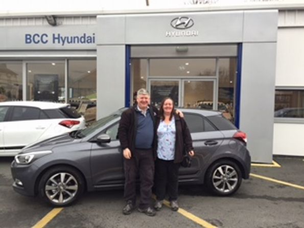 Mr Hepner collecting his brand new Hyundai i20!
